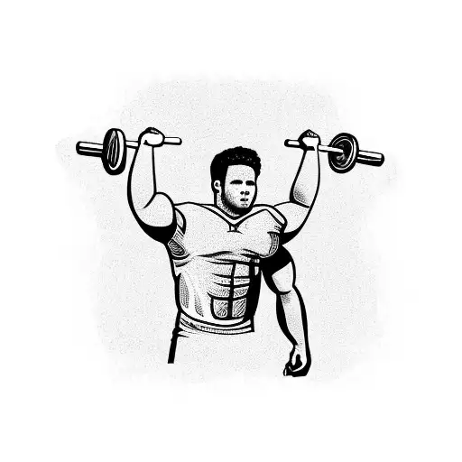A football player lifting weights in a crossfit gym tattoo design idea