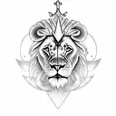 its a full hand tattoo. i want a lion with a crown on top, then a picture of jesus, an angel and praying hands.  tattoo design idea