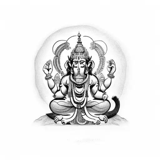 13 inch arm band tattoo with Hanuman Chalisa verse written in hindi tattoo design idea