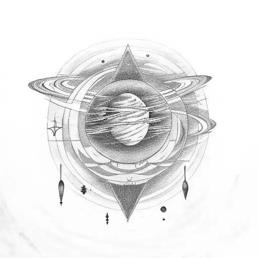 freindship love, self love, familiar love with sunrise, stars and planets tattoo design idea