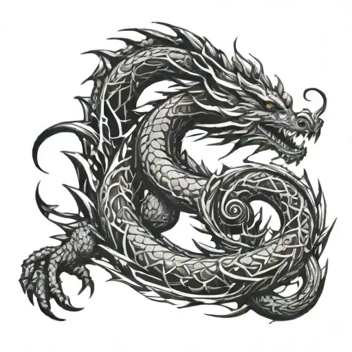 dragon spiraling up arm tattoo design idea