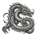 dragon spiraling up arm tattoo design idea