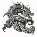 dragon spiraling up arm tattoo design idea