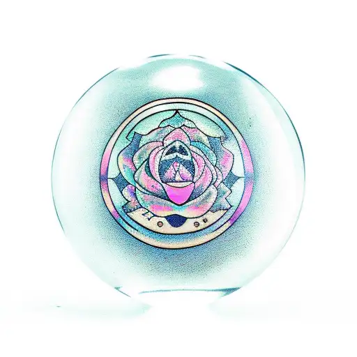 Madame Leota in crystal ball with smoke background tattoo design idea