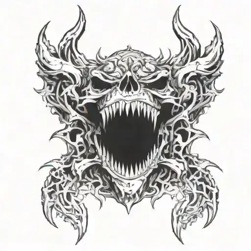 full neck sketch in the style of the deathmetal band logo  tattoo design idea