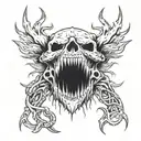 full neck sketch in the style of the deathmetal band logo  tattoo design idea