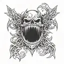 full neck sketch in the style of the deathmetal band logo  tattoo design idea