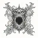 full neck sketch in the style of the deathmetal band logo  tattoo design idea