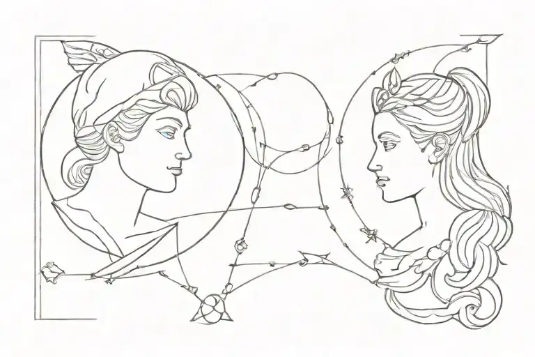 Apollo and Artemis tattoo design idea
