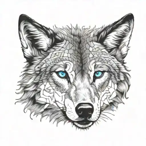 Wolf blue eyes tattoo design idea