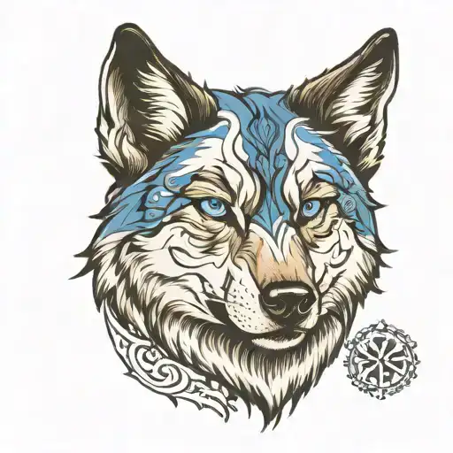 Wolf blue eyes tattoo design idea