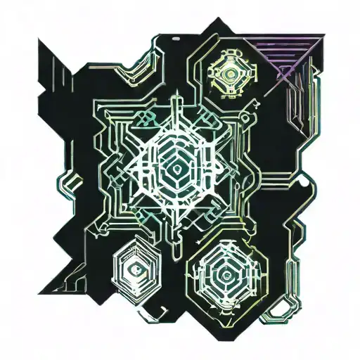 cyber sigilism style tattoo design idea