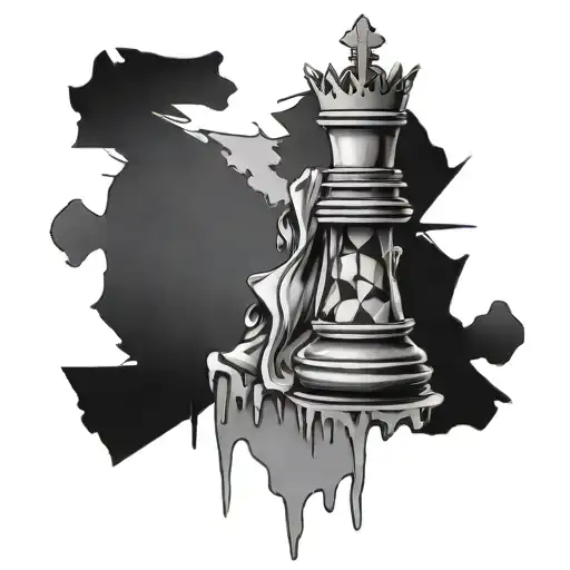 shattered queen chess piece tattoo design idea