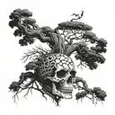 a beautiful tree like the tree in Lord Of The Rings, but it looks like an skull when looking at it upside down  tattoo design idea