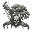 a beautiful tree like the tree in Lord Of The Rings, but it looks like an skull when looking at it upside down  tattoo design idea
