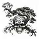 a beautiful tree like the tree in Lord Of The Rings, but it looks like an skull when looking at it upside down  tattoo design idea