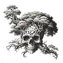a beautiful tree like the tree in Lord Of The Rings, but it looks like an skull when looking at it upside down  tattoo design idea