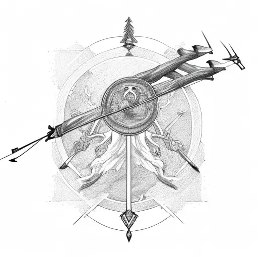 elder tree with Sagittarius bow and arrow  tattoo design idea