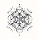 Celtic elder tree with Sagittarius constellation and flower of life tattoo design idea