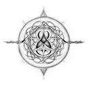 Celtic elder tree with Sagittarius constellation and flower of life tattoo design idea