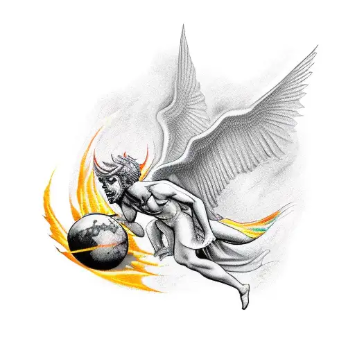 lucifer falling on a jupiter tattoo design idea