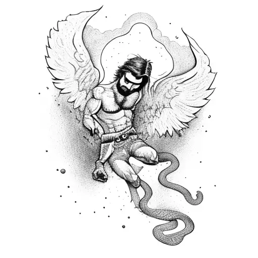 lucifer falling on a jupiter tattoo design idea