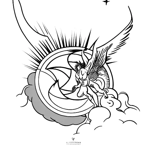 lucifer falling on a jupiter tattoo design idea