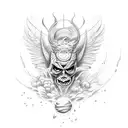 lucifer falling on a jupiter tattoo design idea