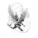 lucifer falling on a jupiter tattoo design idea