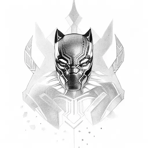 black panther surrounded by cardinals  tattoo design idea