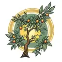 olive tree and sun rising  tattoo design idea