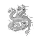 japanese dragon with water tattoo design idea