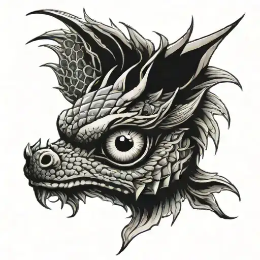 Eye of a dragon with detailed scales  tattoo design idea