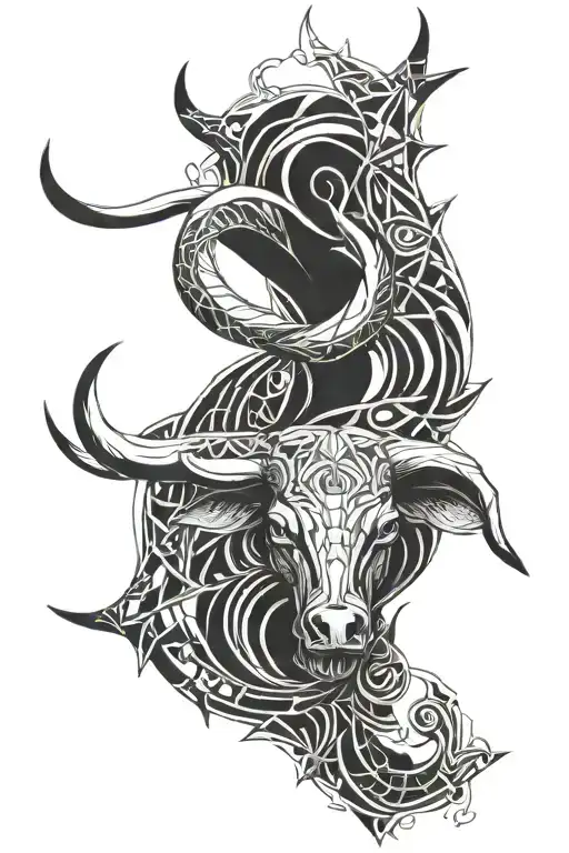 Bull horns abstract  tattoo design idea