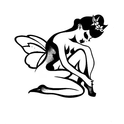 fairy pinup pose tattoo design idea