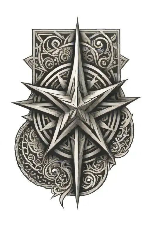 star with patterns tattoo design idea