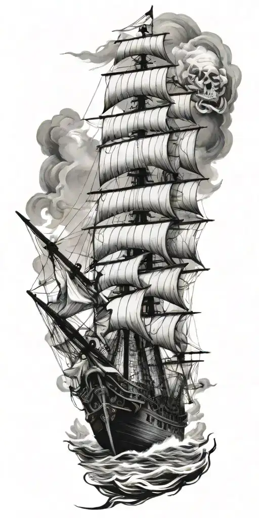 pirate ship tattoo design idea