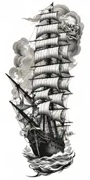 pirate ship tattoo design idea
