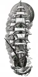 pirate ship tattoo design idea