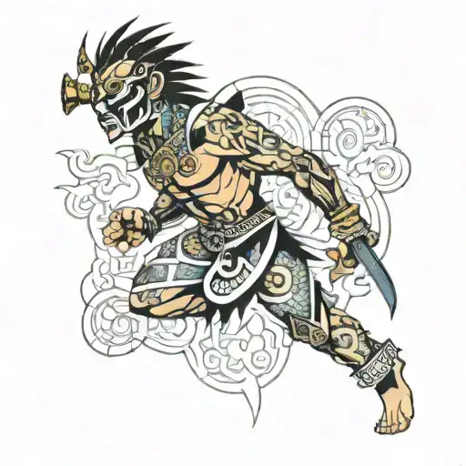 yakuza and aztec warrior tattoo design idea
