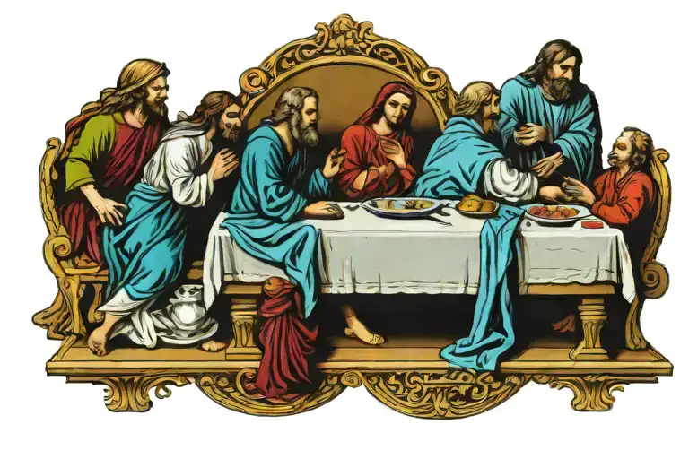 painting of the last supper tattoo design idea