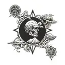 east coast and west coast represented through mountains and oceans  tattoo design idea