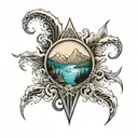 east coast and west coast represented through mountains and oceans  tattoo design idea