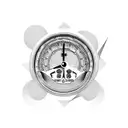 speedometer with a motorcycle silhouette and a quote that says "I'm here for a good time not a long time" tattoo design idea