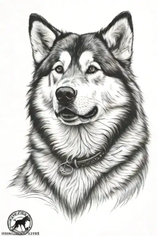 alaskan malamute tattoo design idea