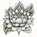 lotus flower transitioning into mountain peaks tattoo design idea