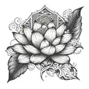 lotus flower transitioning into mountain peaks tattoo design idea