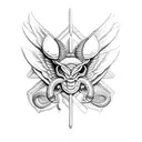 Snake, moth, aries, angel wings, wolf, hammer, chisel, ruller, eye, scorpion tattoo design idea