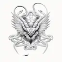 Snake, moth, aries, angel wings, wolf, hammer, chisel, ruller, eye, scorpion tattoo design idea