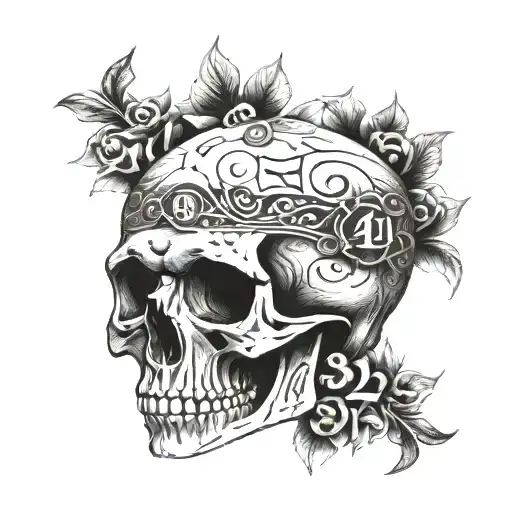 skull of a lost ww2 veteran with the numbers 1488 and 1611  tattoo design idea